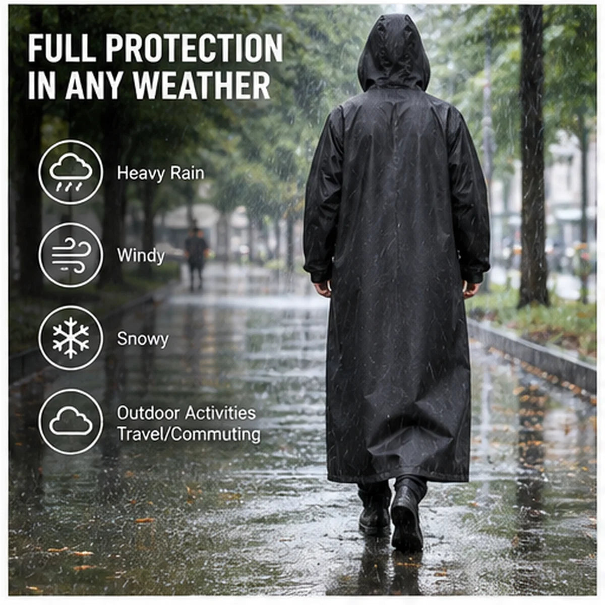 Heavy Duty Waterproof Raincoat with Hood for Men Women Hiking