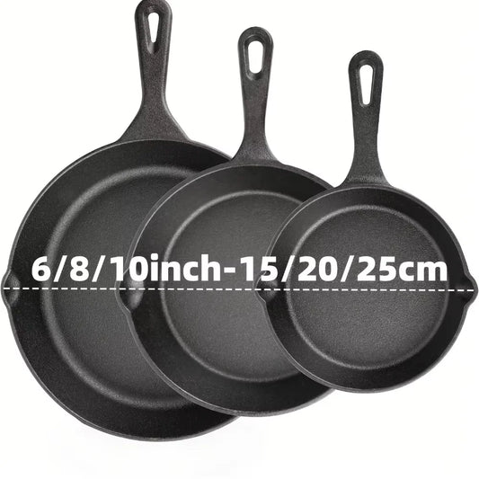 Diamri Pre Seasoned Cast Iron Skillet Trio Cookware Set