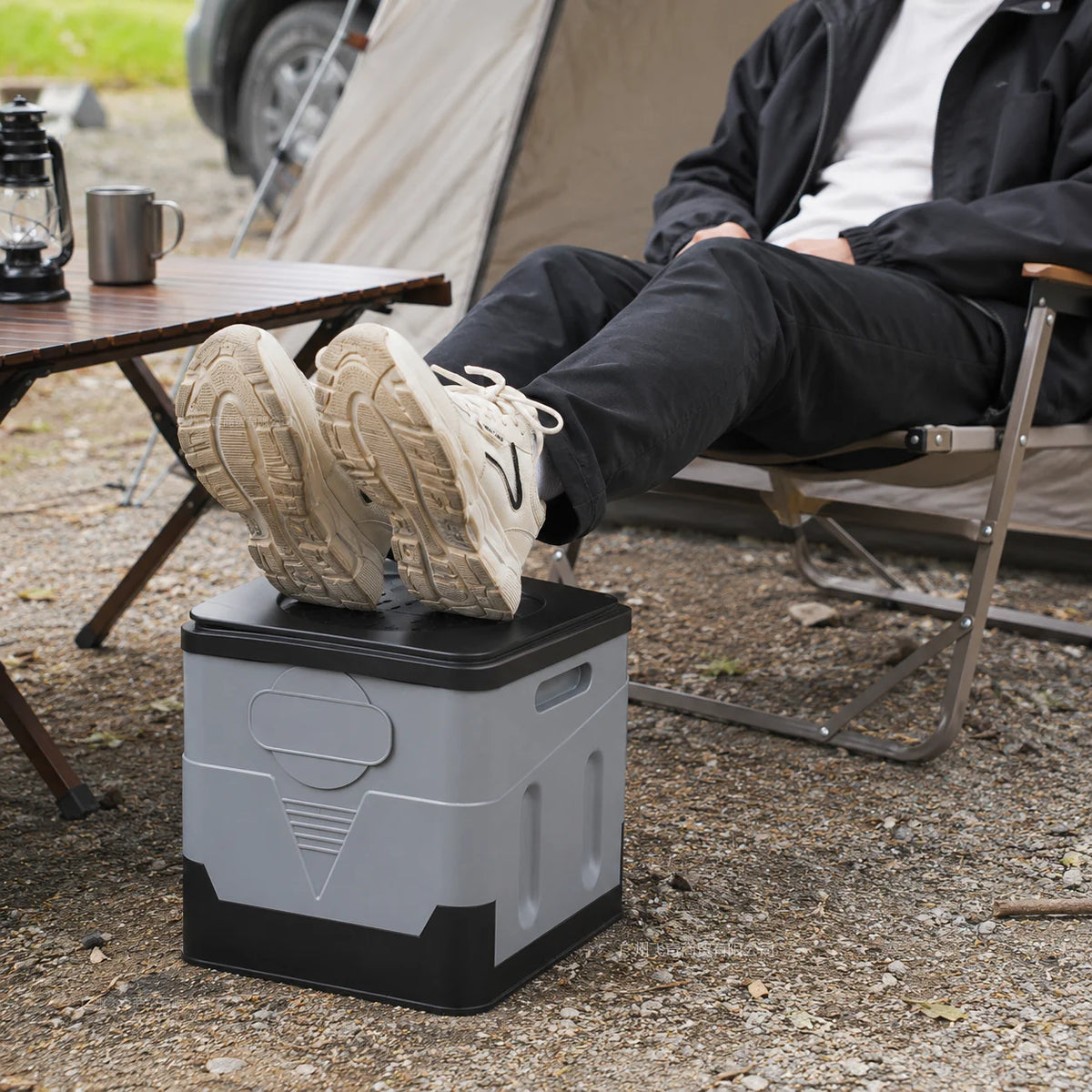 Foldable Portable Car Toilet With Lid And Storage Footstool