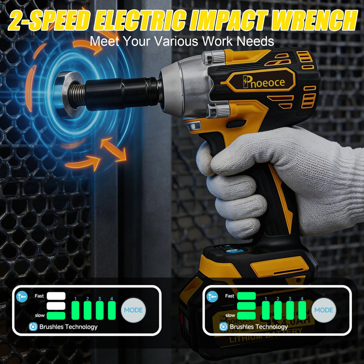 Rhovixstar 20V Brushless Impact Wrench Kit With Battery Charger