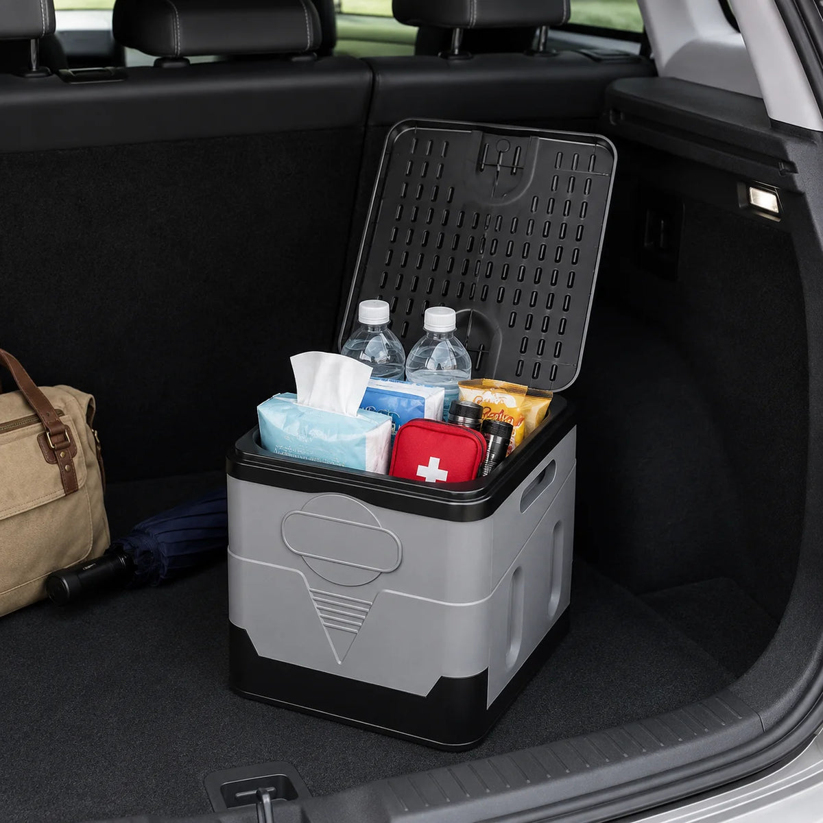 Foldable Portable Car Toilet With Lid And Storage Footstool