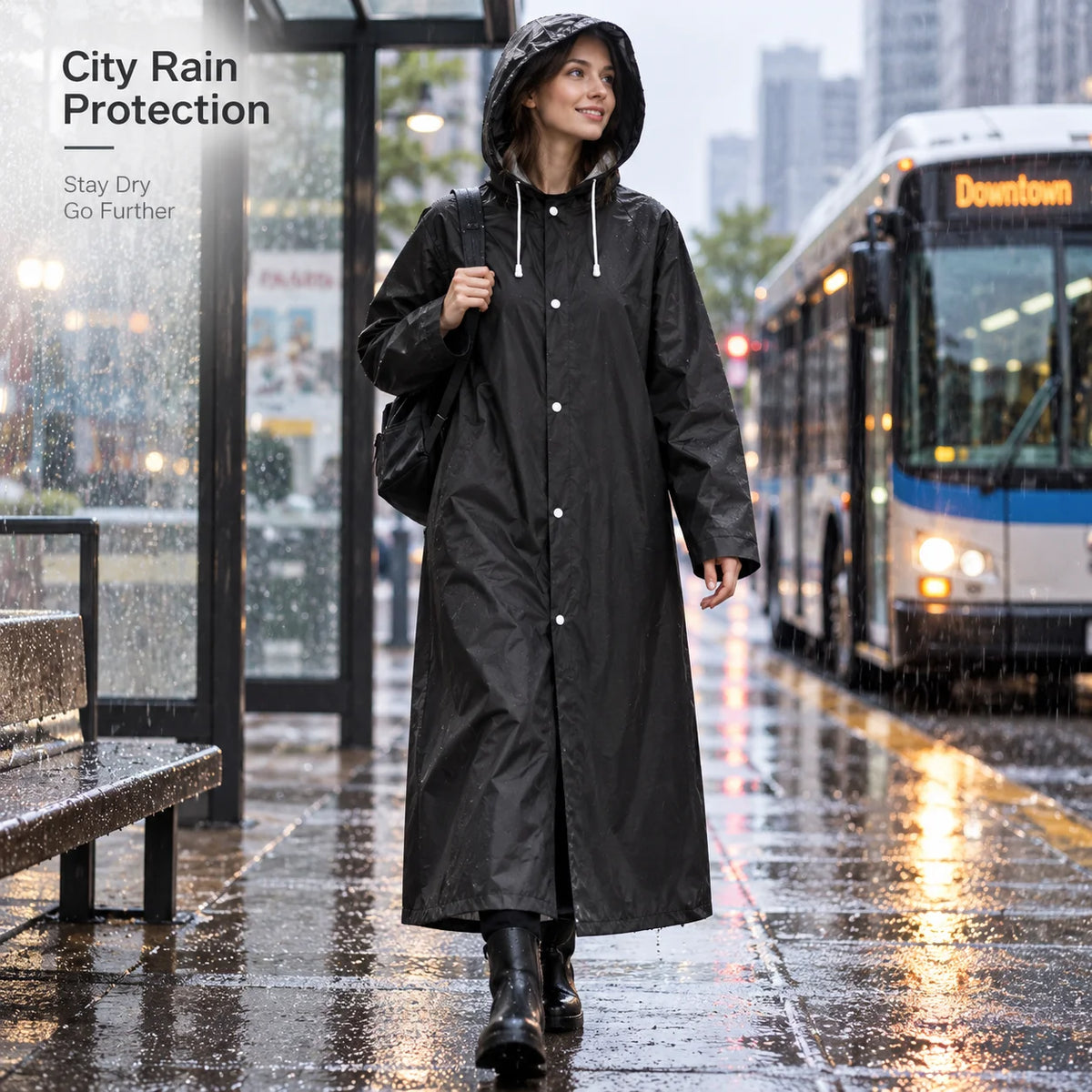 Heavy Duty Waterproof Raincoat with Hood for Men Women Hiking