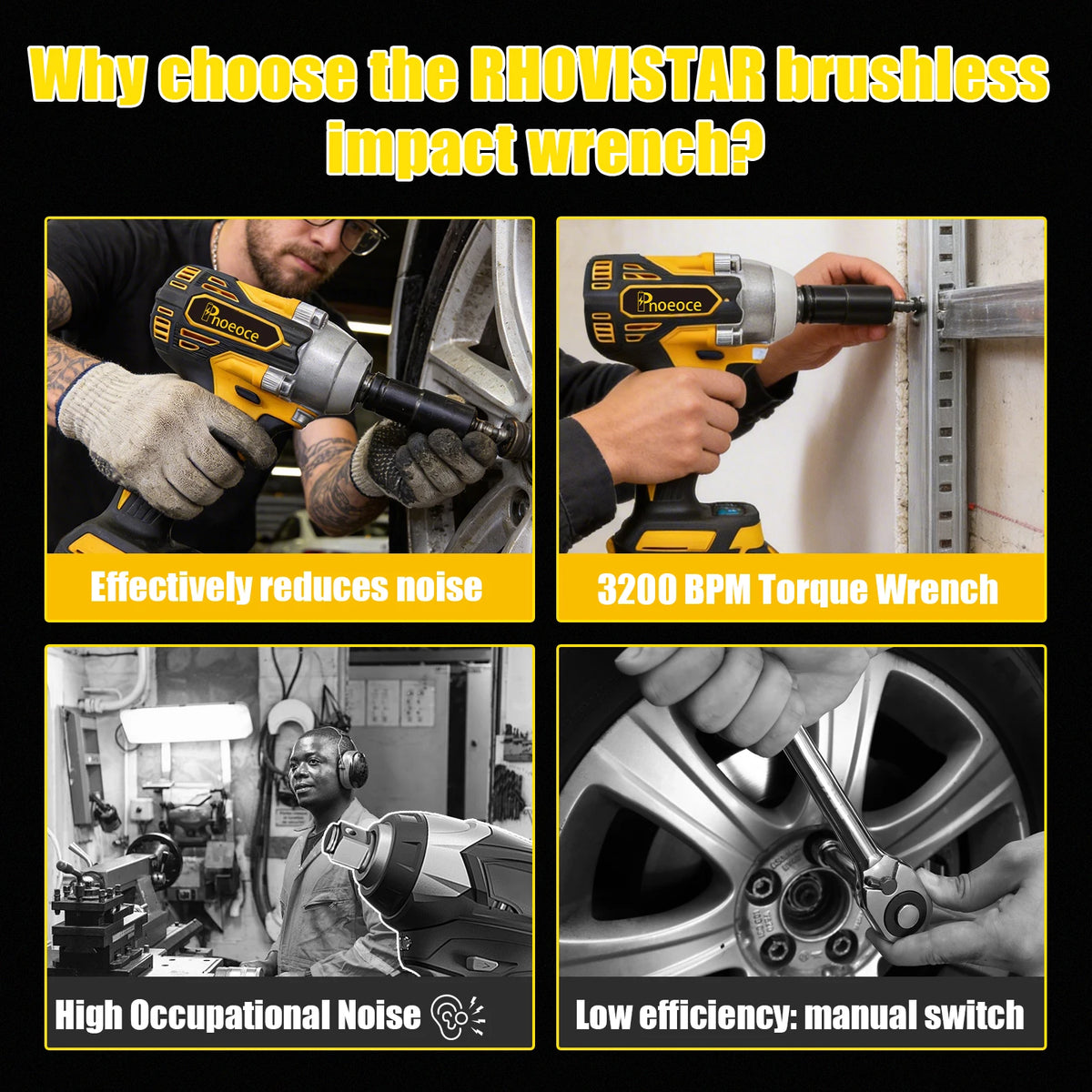 Rhovixstar 20V Brushless Impact Wrench Kit With Battery Charger