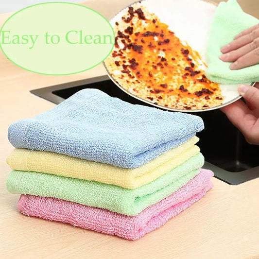 Reusable Bamboo Microfiber Cleaning Cloths For Kitchen Use