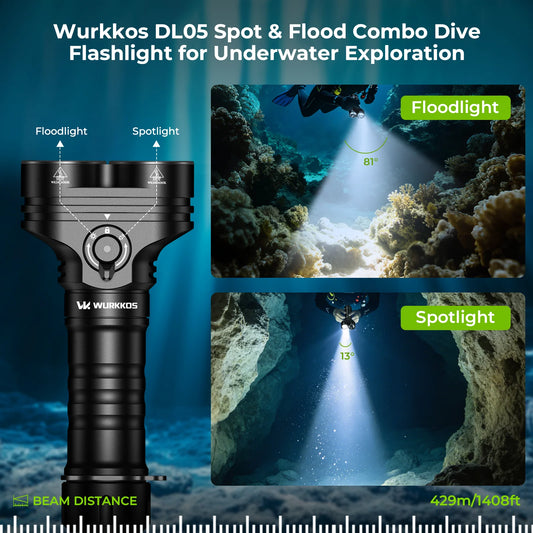 Wurkkos DL05 Rechargeable Diving Flashlight 6000 Lumens Magnetic Switch