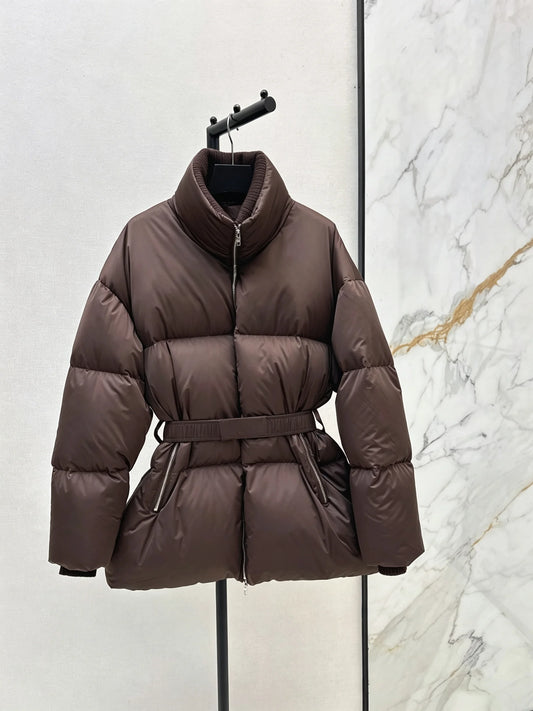 Women Winter Stand Collar Puffer Coat With Zipper Pockets ZX5717