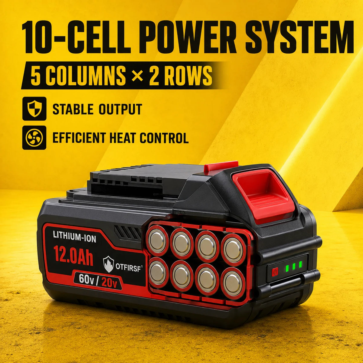 OTFIRSF 20V 12Ah Lithium Ion Battery For DeWalt DCB609