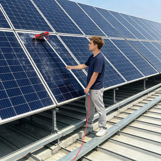 Bymaocar Aluminum Adjustable Solar Panel and Window Cleaning Brush Pole