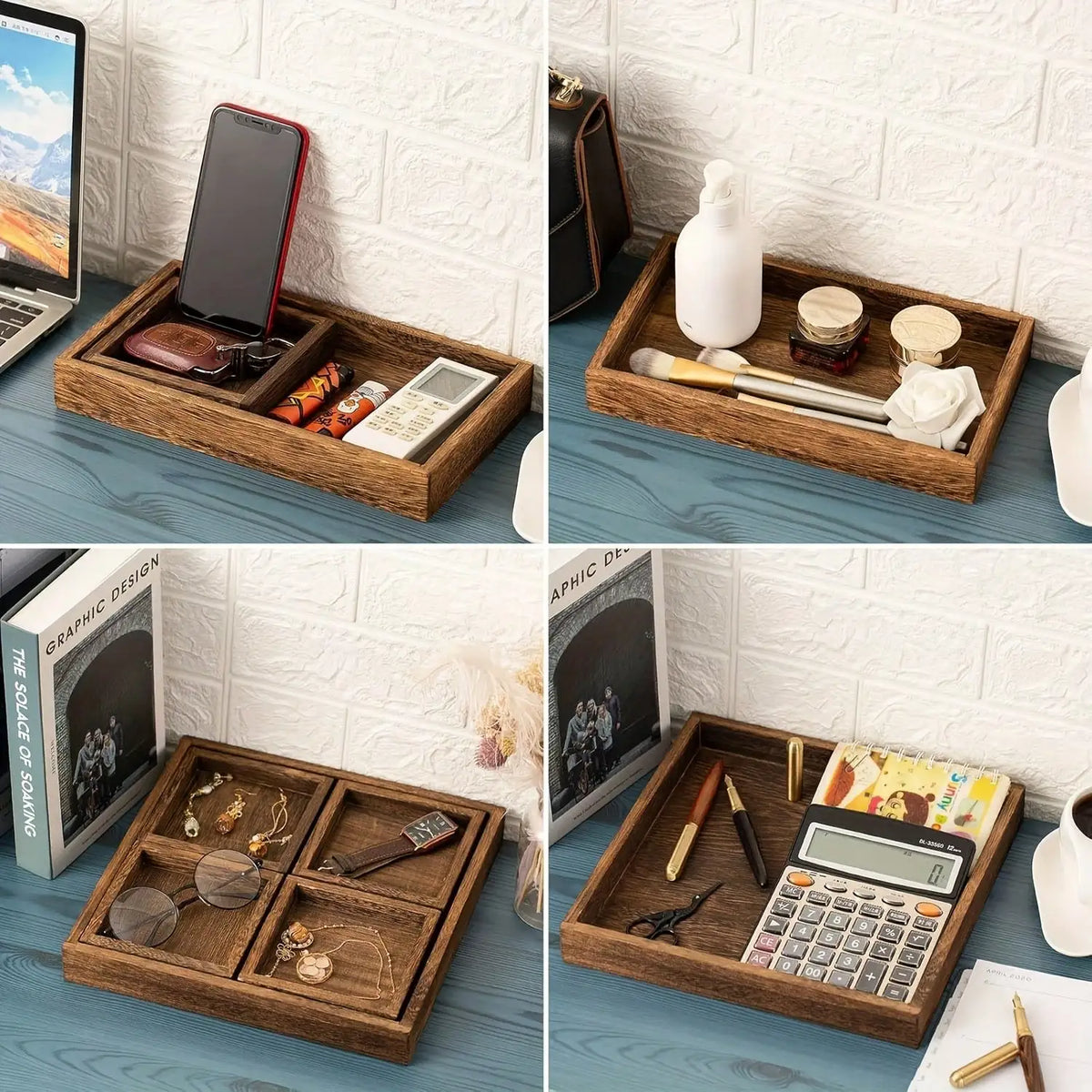 Premium Rustic Solid Wood Serving Trays With Handles