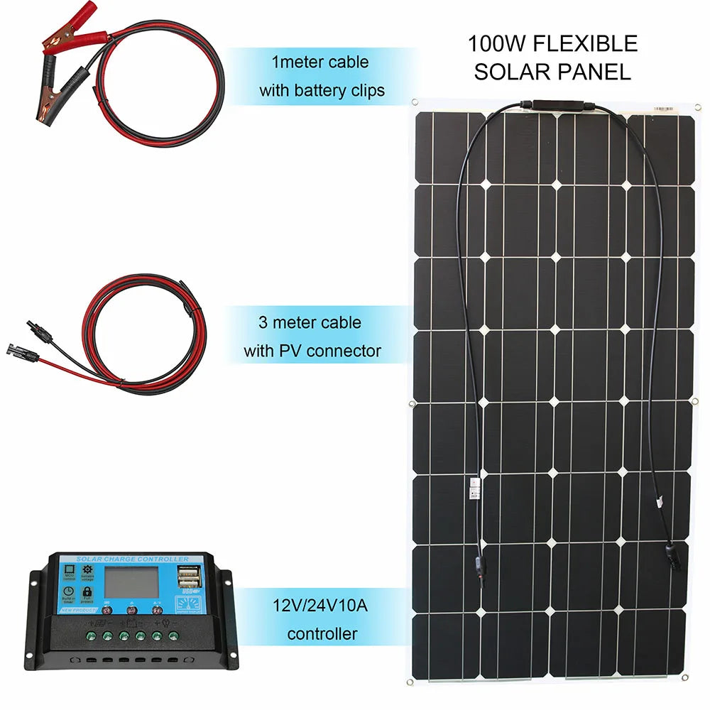 Dgsunlight 100W Flexible Monocrystalline Solar Panel for RV and Camping