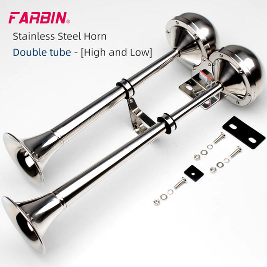 FARBIN Stainless Steel Dual Trumpet Marine Boat Horn