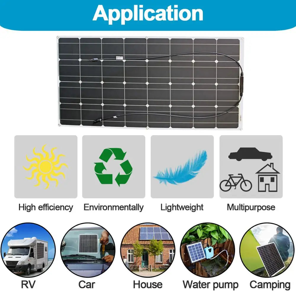 Dgsunlight 100W Flexible Monocrystalline Solar Panel for RV and Camping