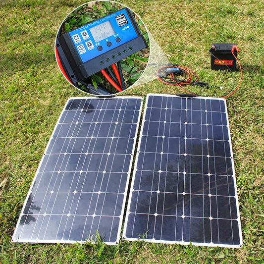 Asunerge 100W 12V Flexible Monocrystalline Solar Panel Kit