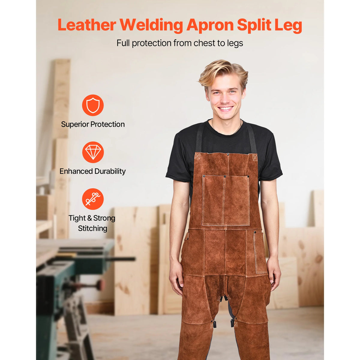 Heavy Duty Cowhide Leather Welding Apron Heat Resistant