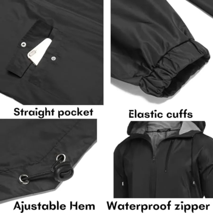 Lightweight Waterproof Hooded Long Raincoat Jacket For Women