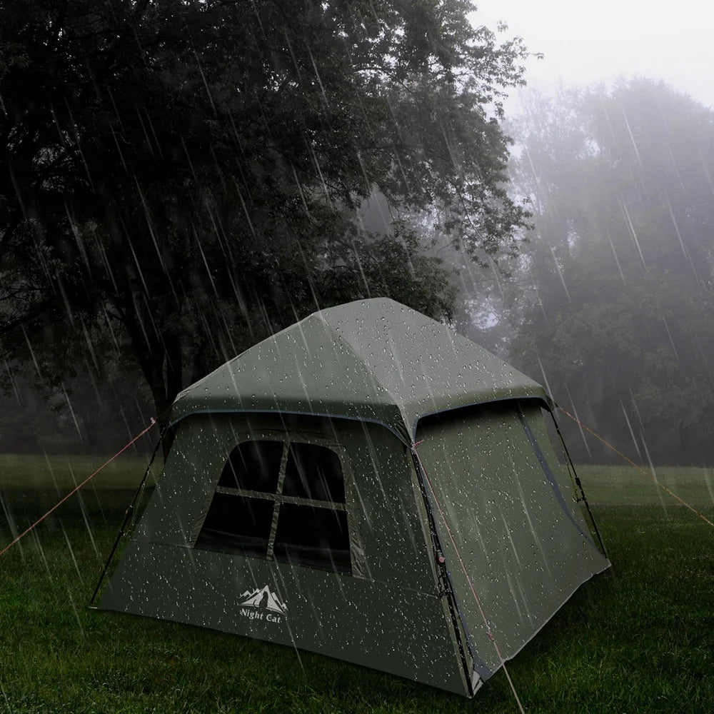 Night Cat Four Person Pop Up Blackout Cabin Camping Tent
