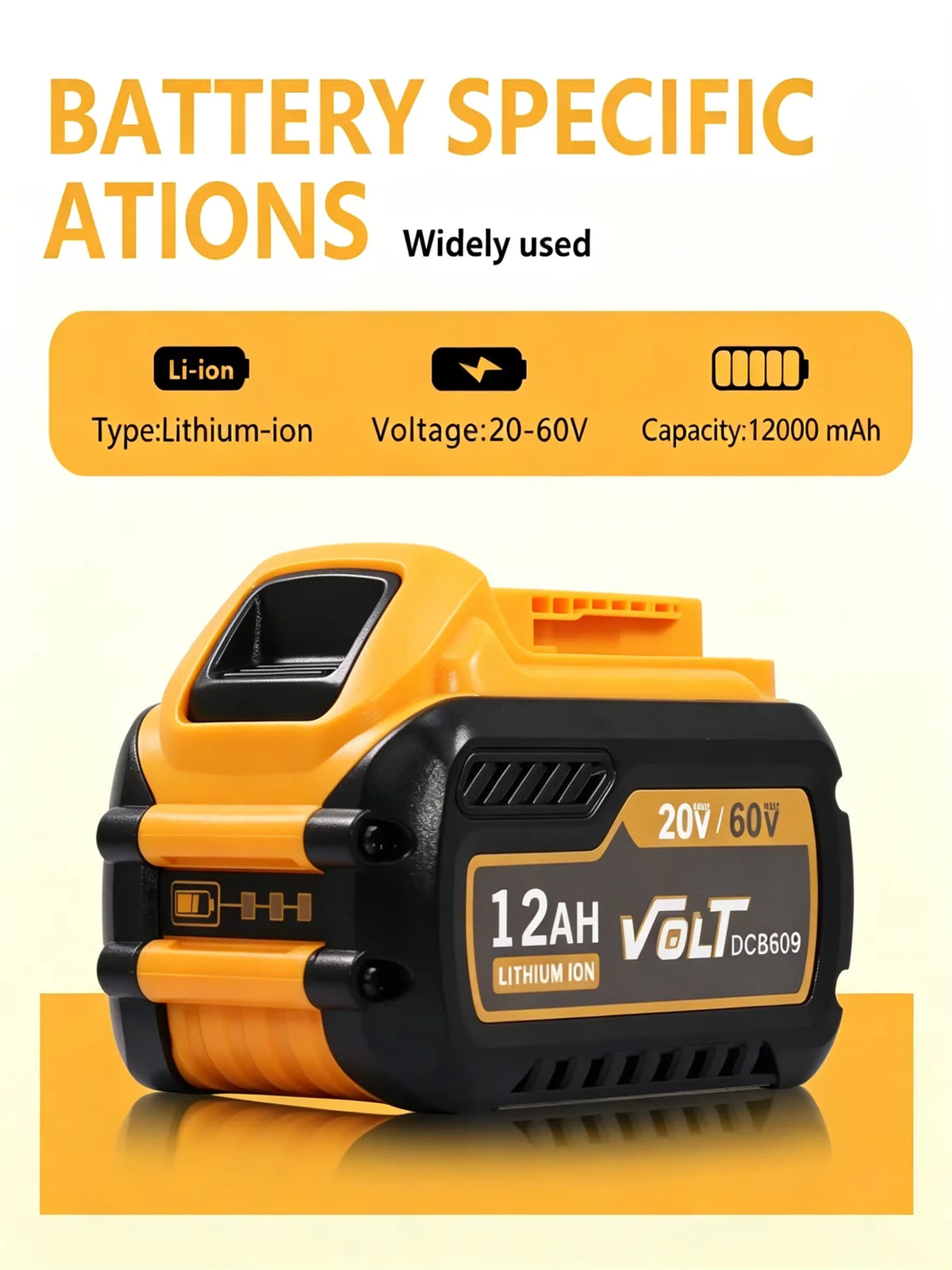 Replacement Battery Compatible Dewalt Dcb612 60v Max Cordless Power Tools