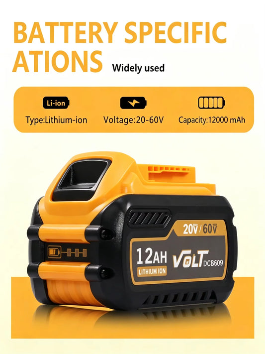 Replacement Battery Compatible Dewalt Dcb612 60v Max Cordless Power Tools