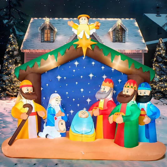 Joyfy Christmas Inflatable Nativity Scene With Led Lights