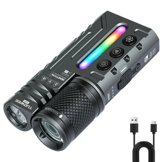 Tuowee Tactical Led Flashlight Usb Rechargeable Water Resistant Zoomable