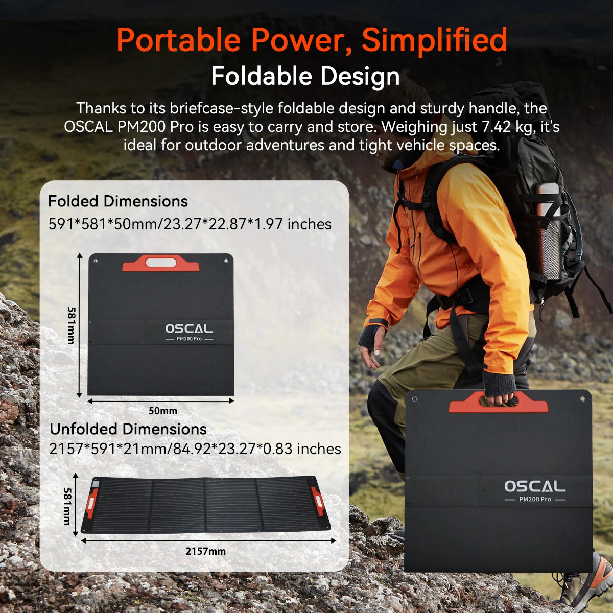 OSCAL Portable Foldable Solar Panel Charger With Adjustable Kickstand