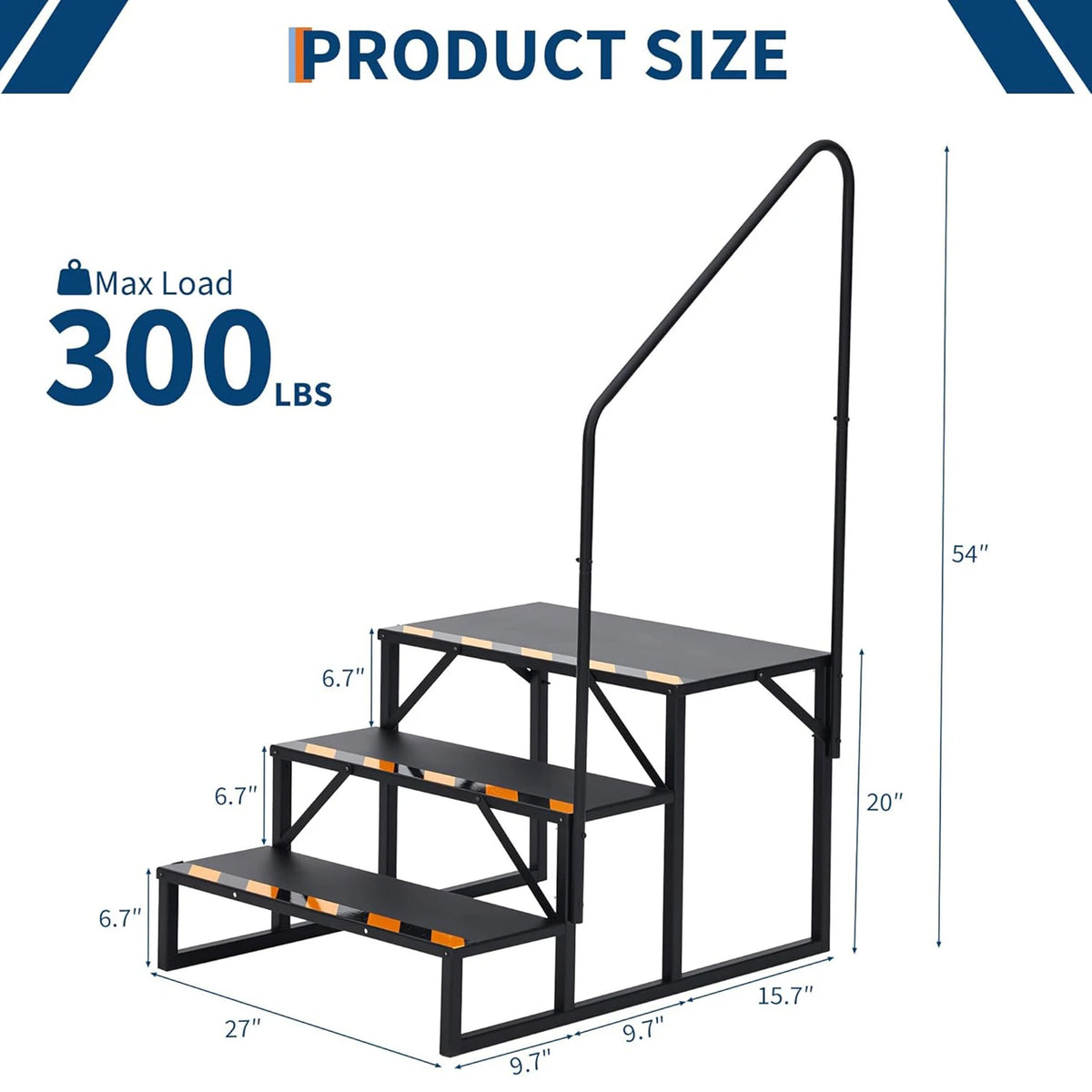Himiss Durable Carbon Steel RV Stairs With Secure Handrail