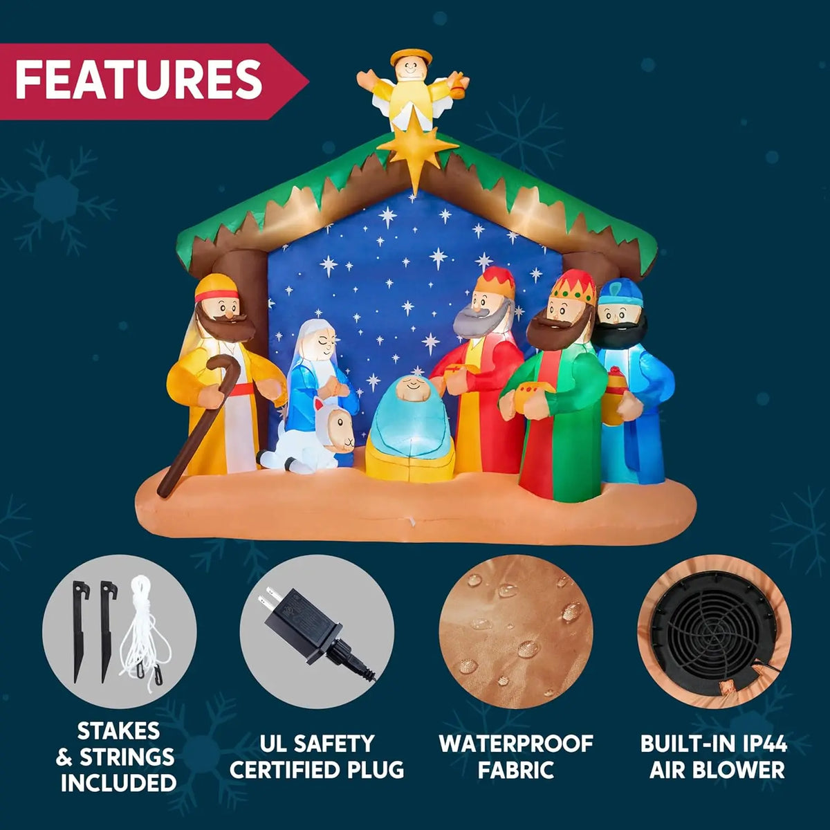 Joyfy Christmas Inflatable Nativity Scene With Led Lights