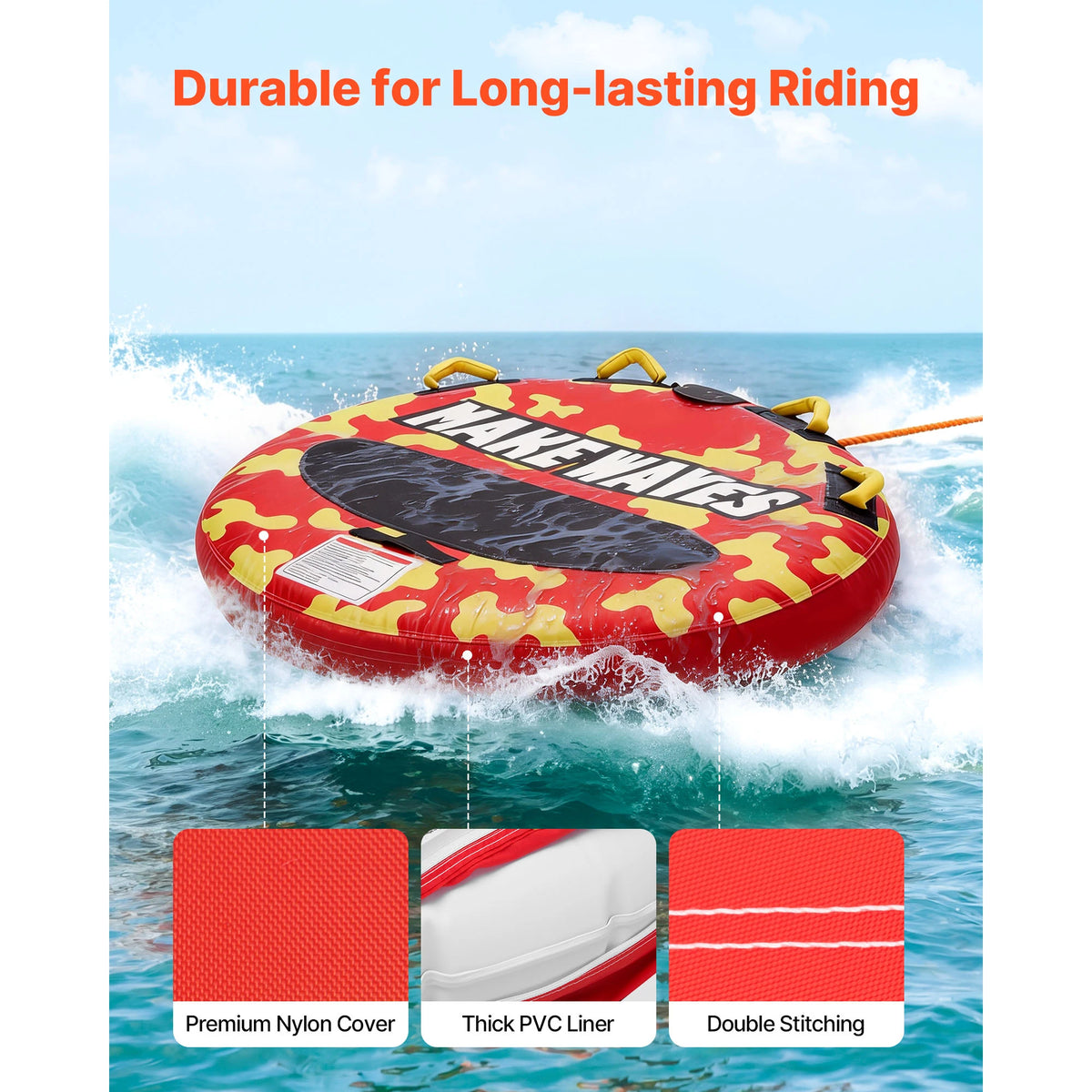 SucceBuy Two Rider Inflatable Towable Tube For Boating Adventures