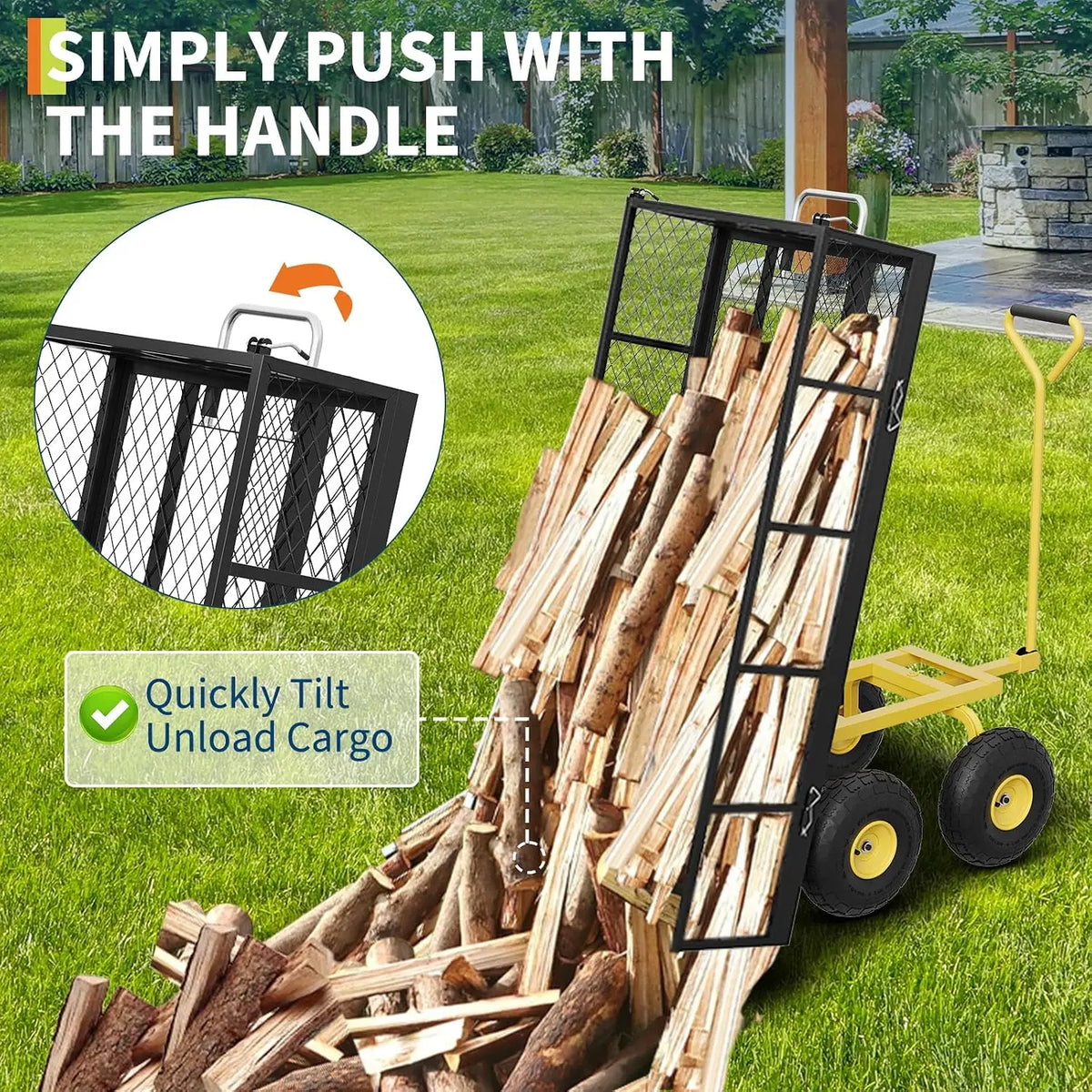 Garvee Steel Folding Garden Cart With Removable Mesh Sides