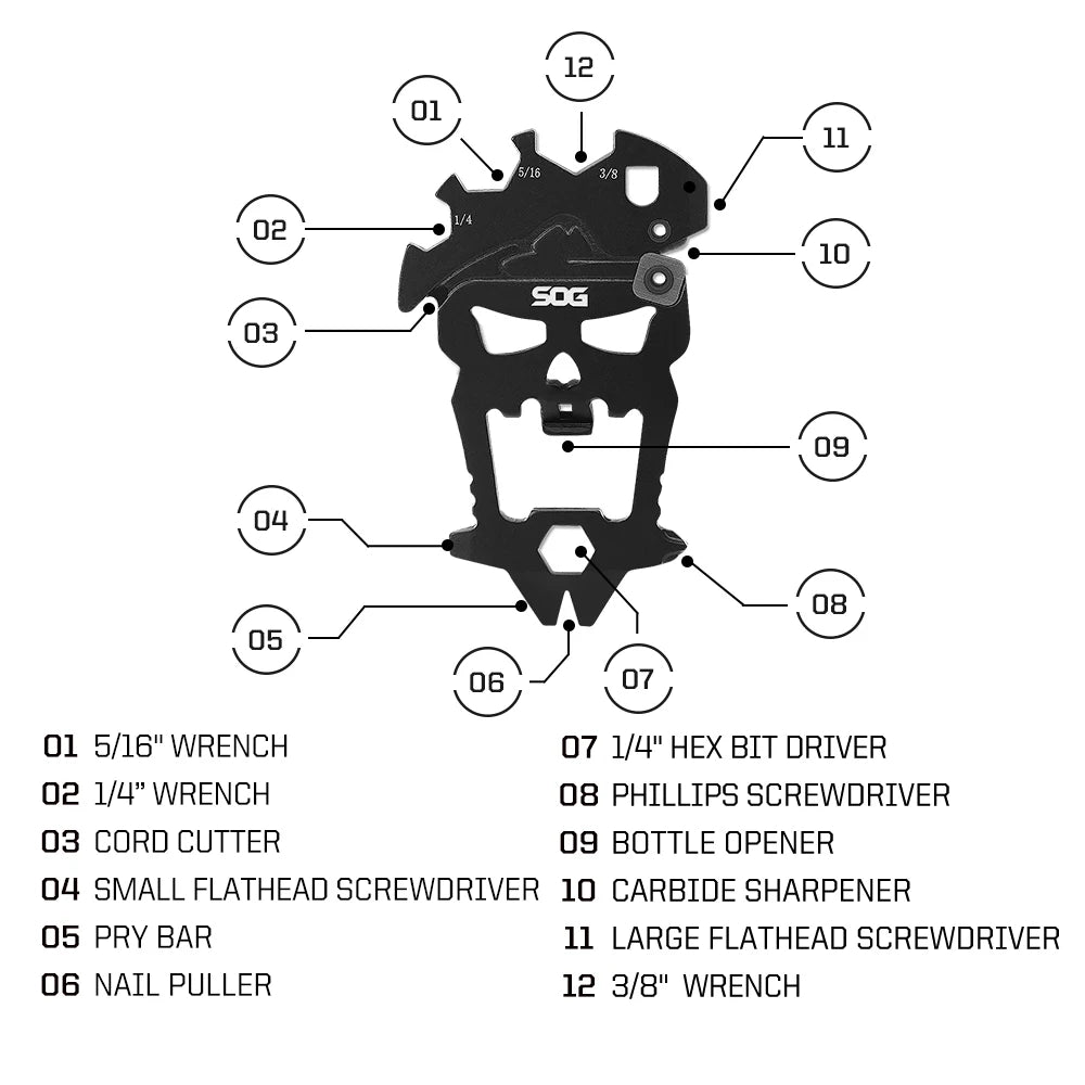 SOG MacV 12 Function Stainless Steel Pocket Multi Tool