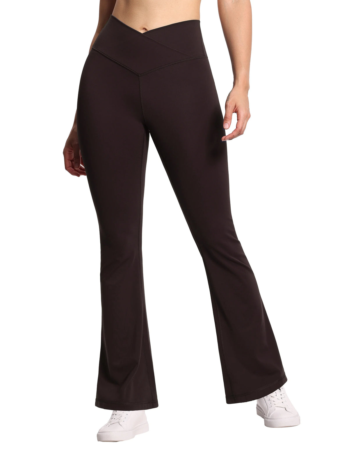 The Gym People Crossover High Waisted Flare Yoga Pants