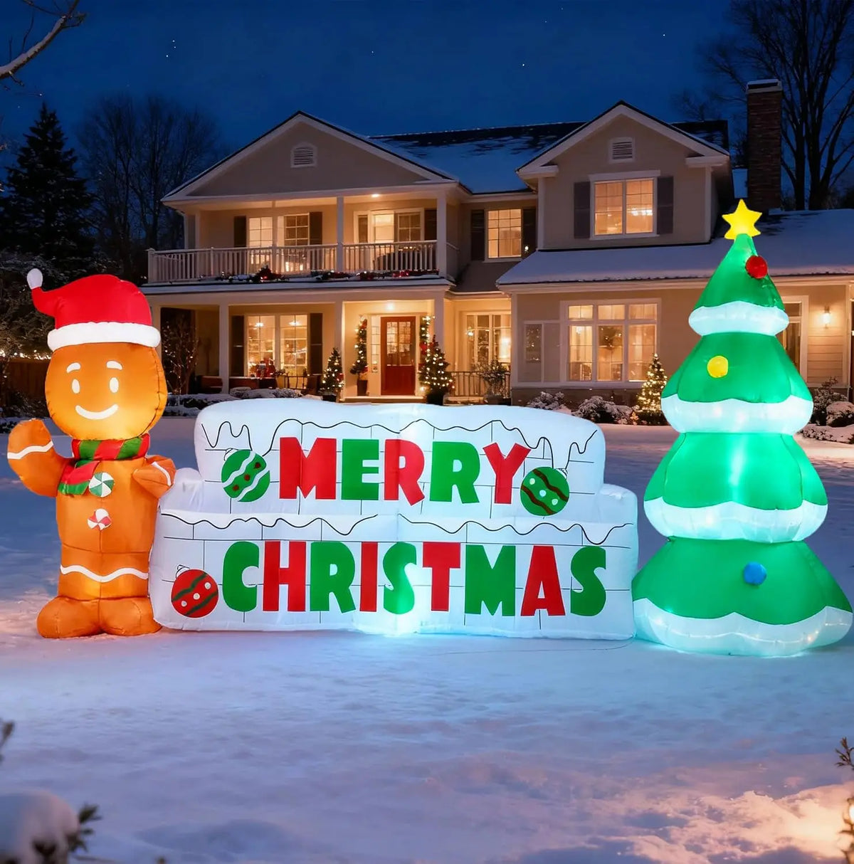 Christmas Inflatable Gingerbread Tree Holiday Yard Decor