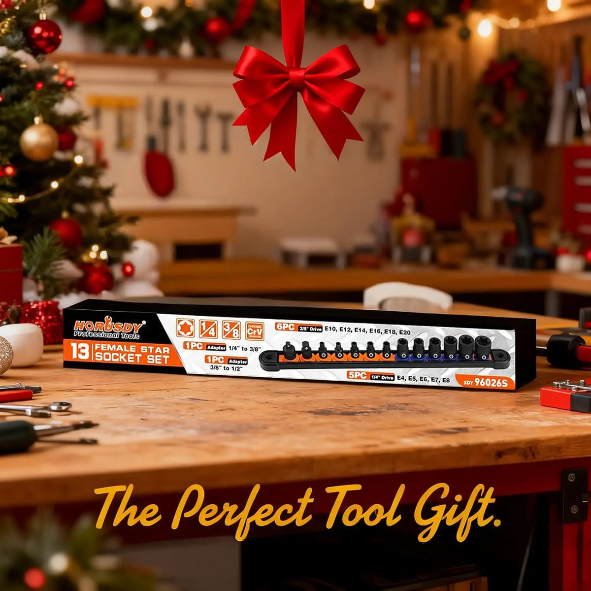 13-Piece E-Torx Impact Socket Set With Storage Rail And Adapters