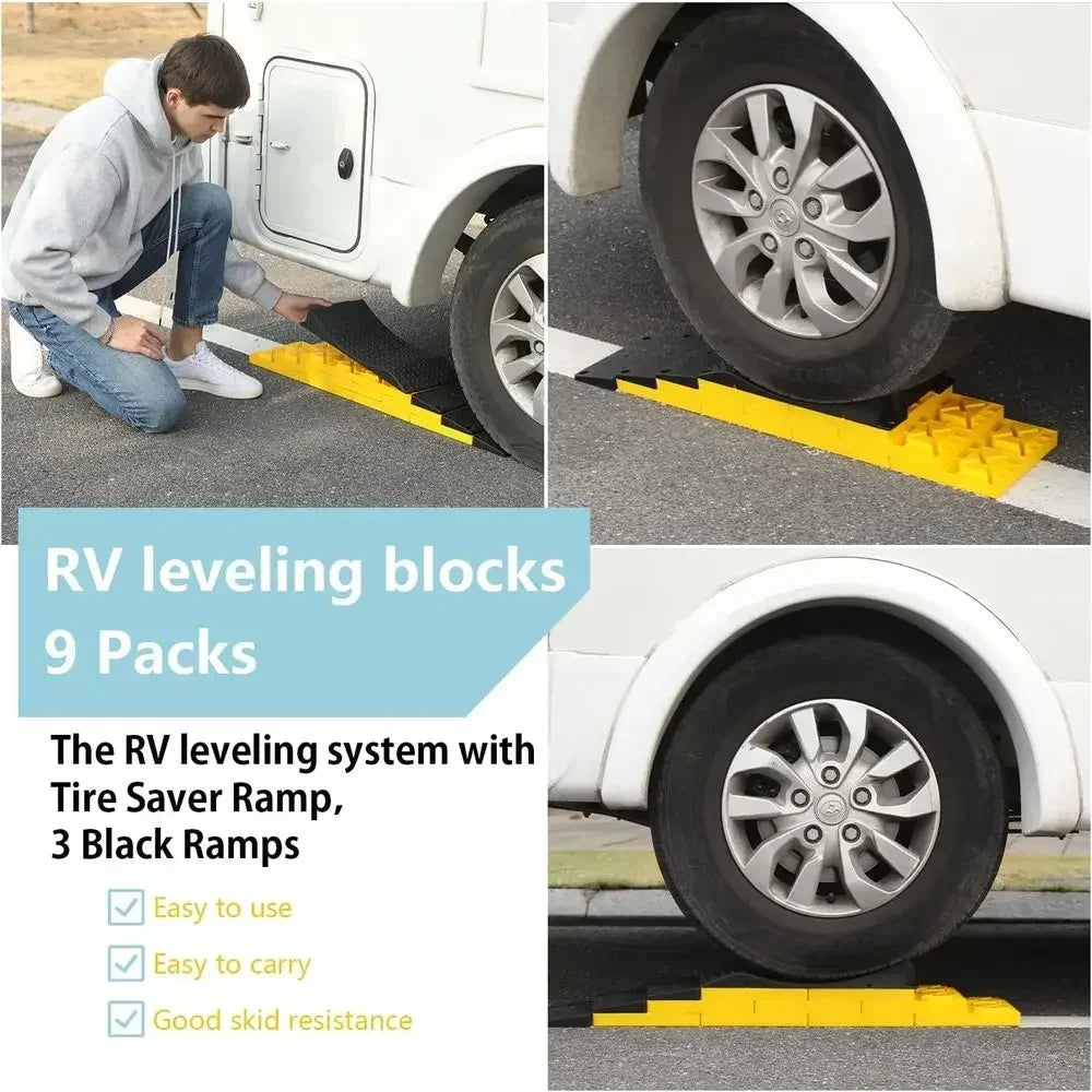 Heavy Duty RV Leveling Blocks With Ramps And Stabilizing Pads