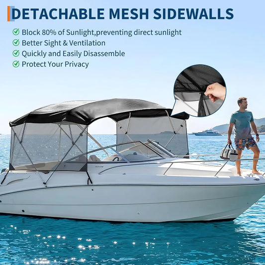 Garvee Waterproof Bimini Top For Boats With Aluminum Frame