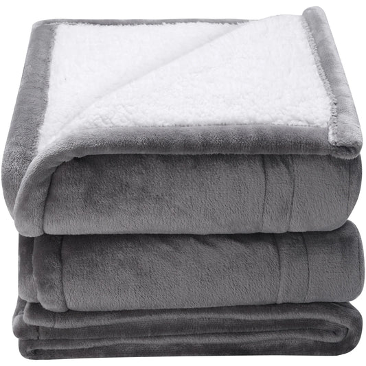 SucceBuy Heated Throw Flannel Sherpa With 5-Level Heating And Timer