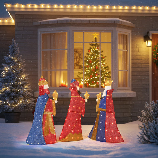 Set Of 3 Lighted Three Wise Men Christmas Yard Decorations