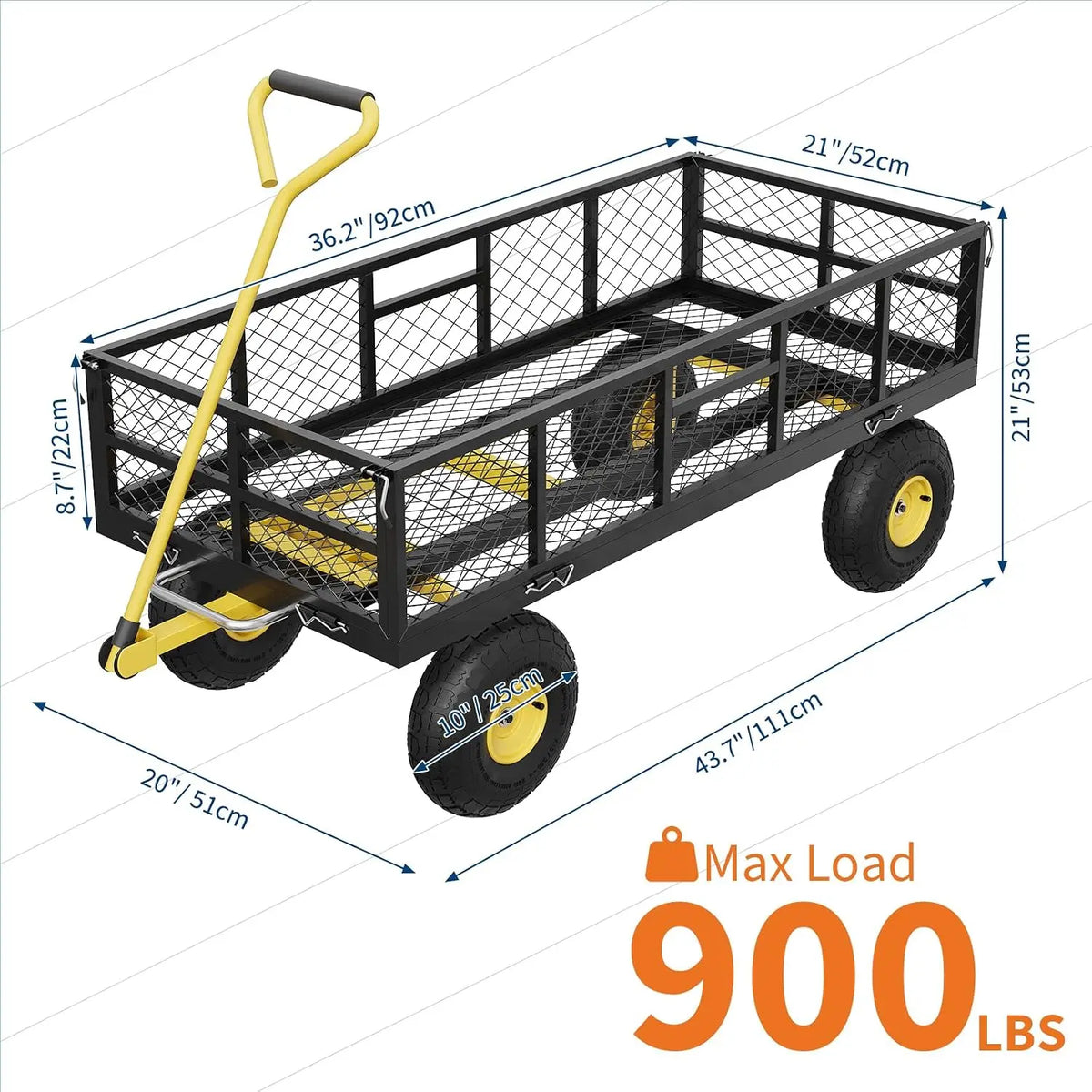 Garvee Steel Folding Garden Cart With Removable Mesh Sides