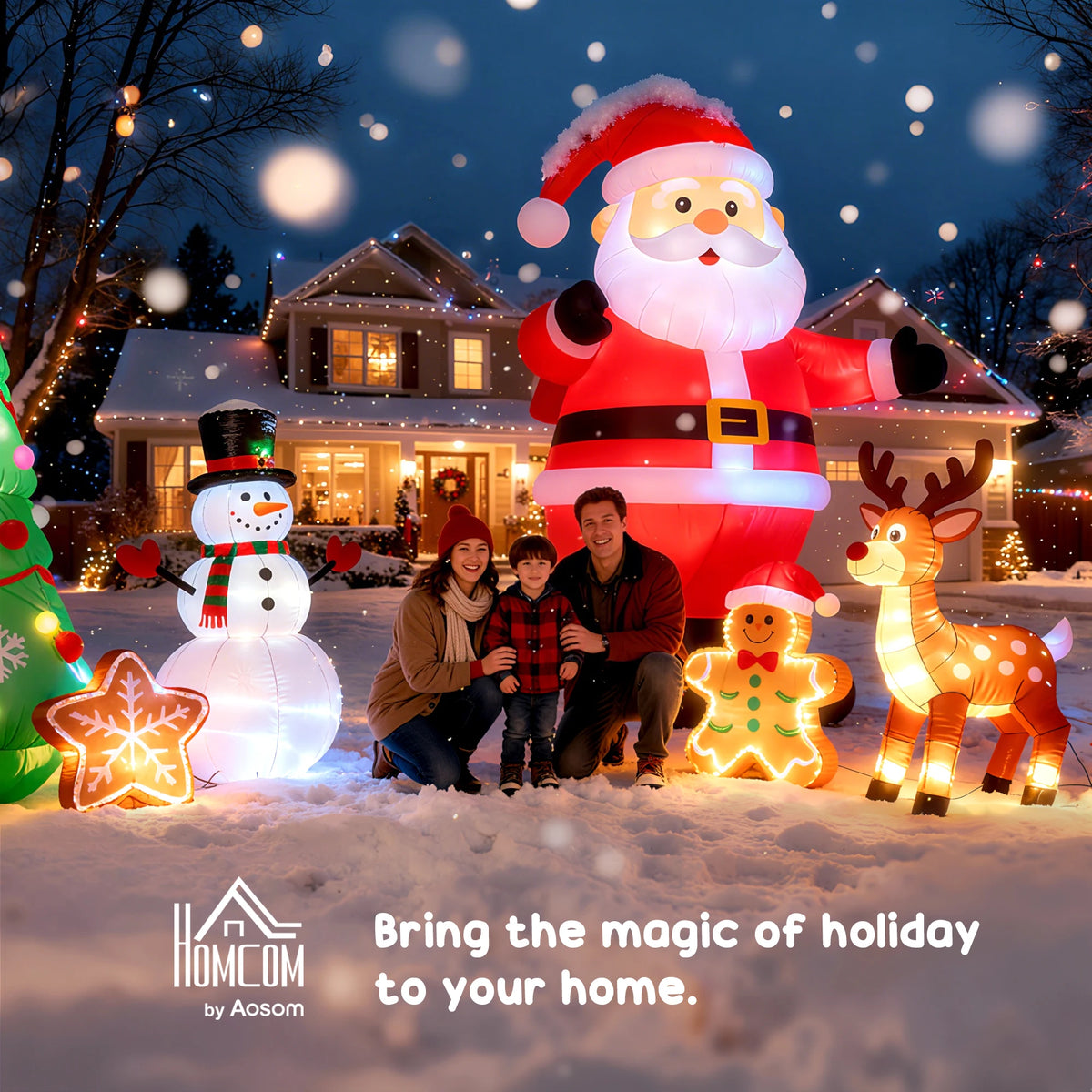 Homcom LED Christmas Inflatable Santa Claus Outdoor Decor