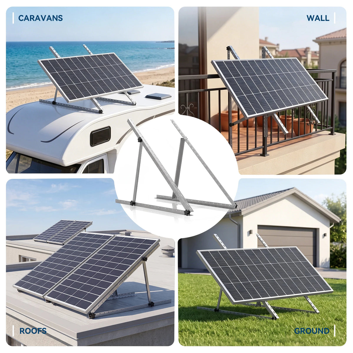 Rvpozwer Adjustable Solar Panel Bracket Aluminum For RV Boat Roof
