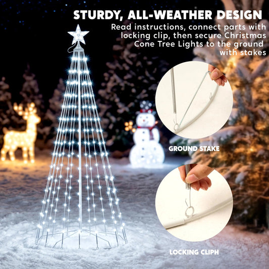 Joyfy 3 Pack LED Christmas Cone Trees Outdoor Lighted Decor