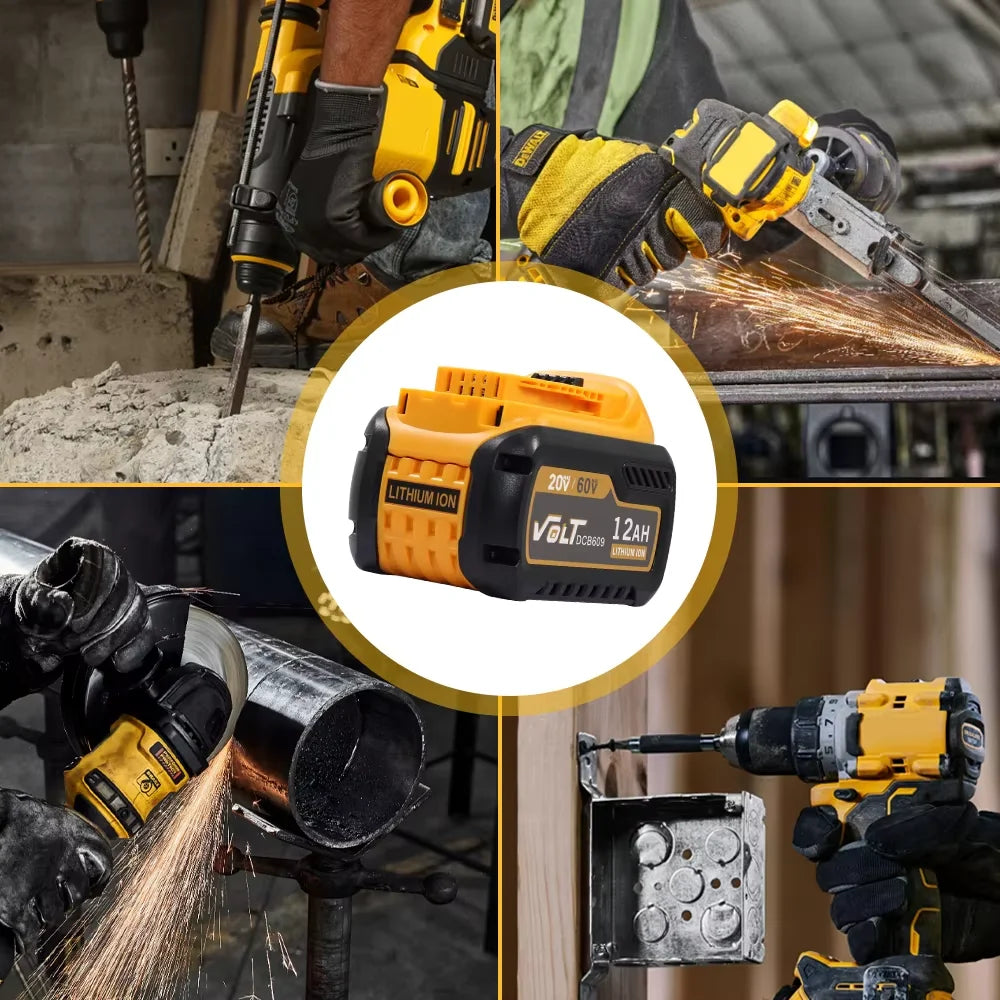Replacement Battery Compatible Dewalt Dcb612 60v Max Cordless Power Tools