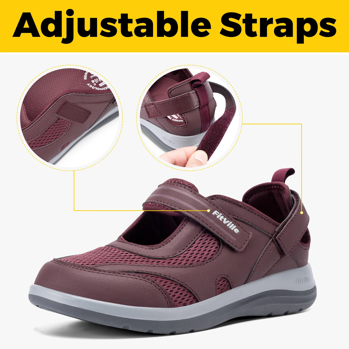 Fitville Womens Mary Jane Sandals Lightweight Breathable Walking Comfort
