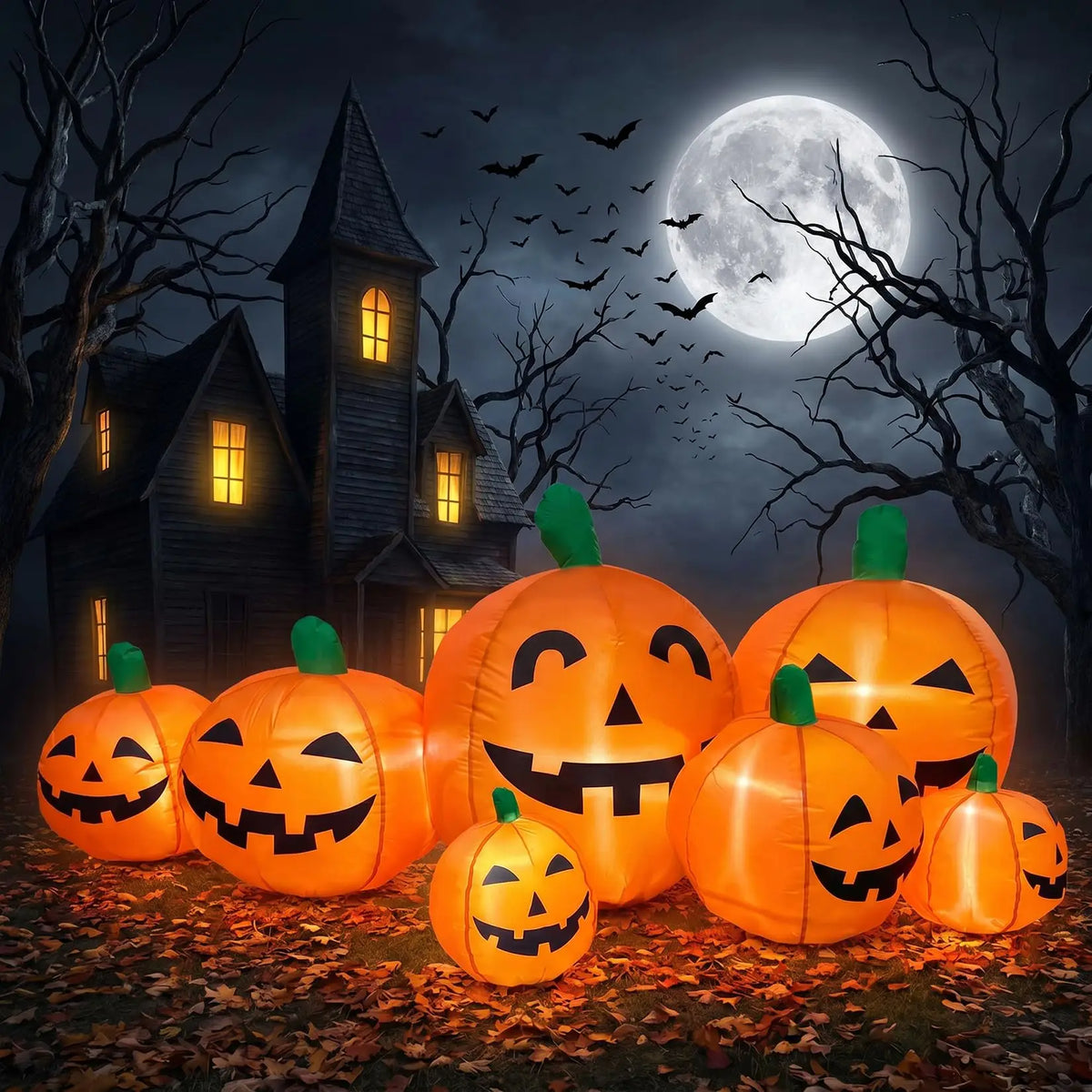 HiMiss Halloween Inflatable Pumpkin Patch With LED Outdoor Yard Decor