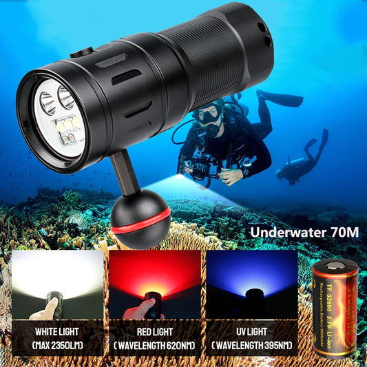 TrustFire 2350 Lumen Rechargeable LED Diving Flashlight For Scuba Photography