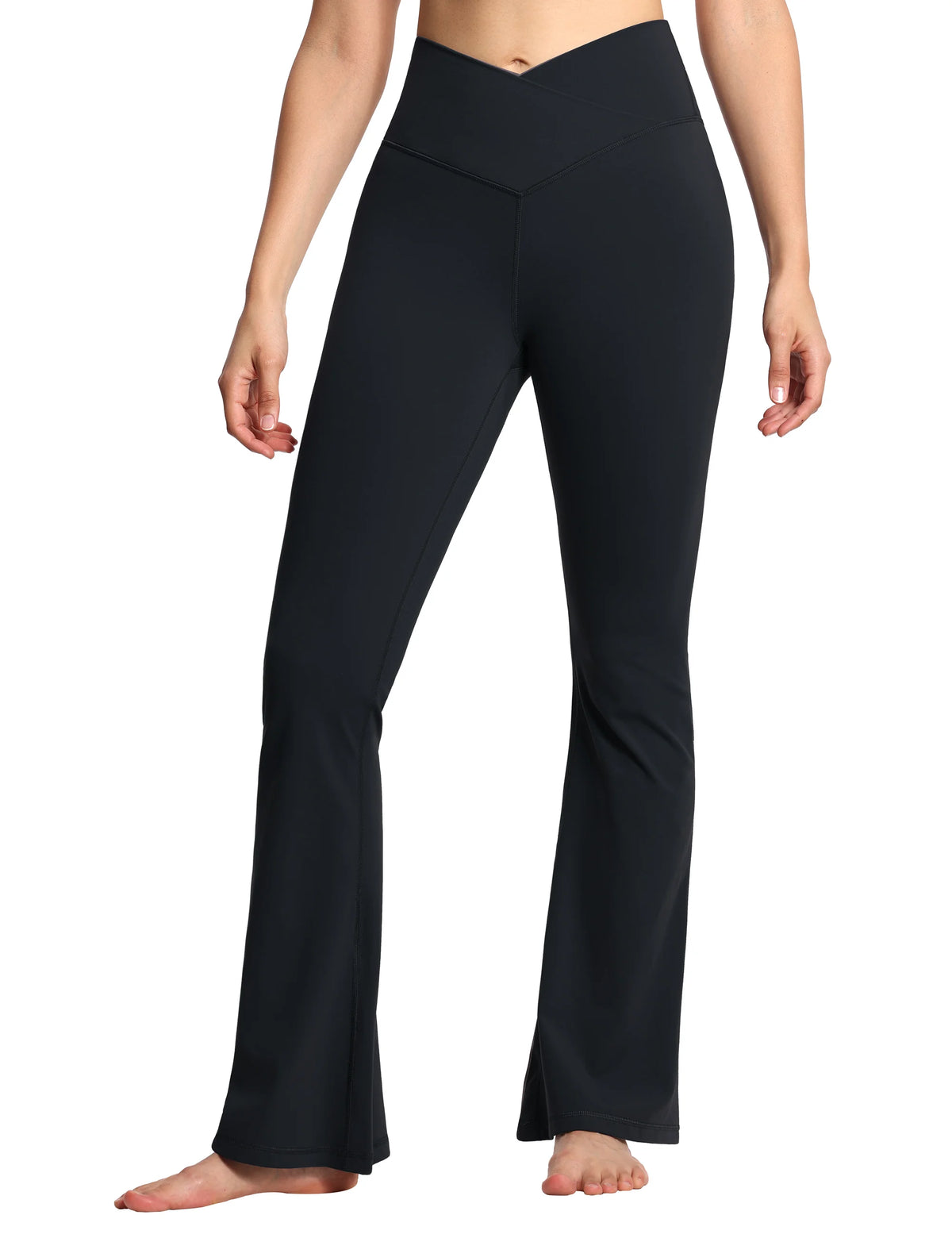 The Gym People Crossover High Waisted Flare Yoga Pants