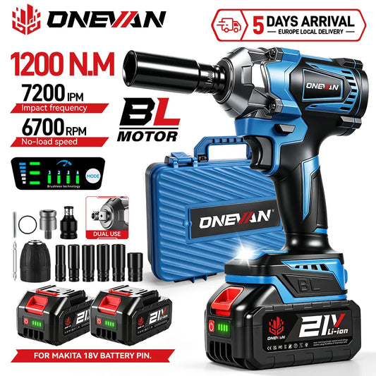 ONEVAN Brushless Cordless Impact Wrench For Makita Battery 1200Nm