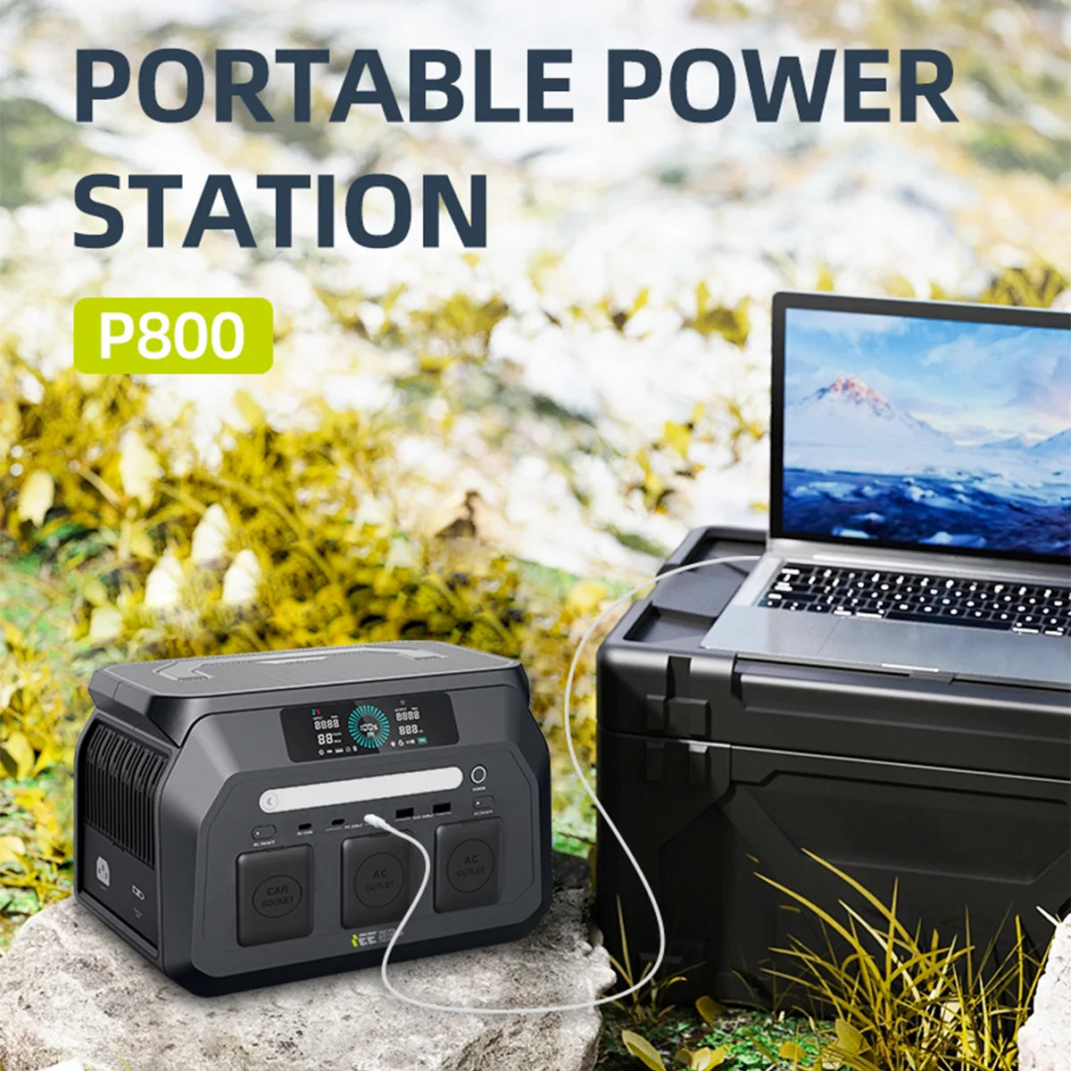Oscal 800W Portable Power Station 512Wh LiFePO4 Solar Generator