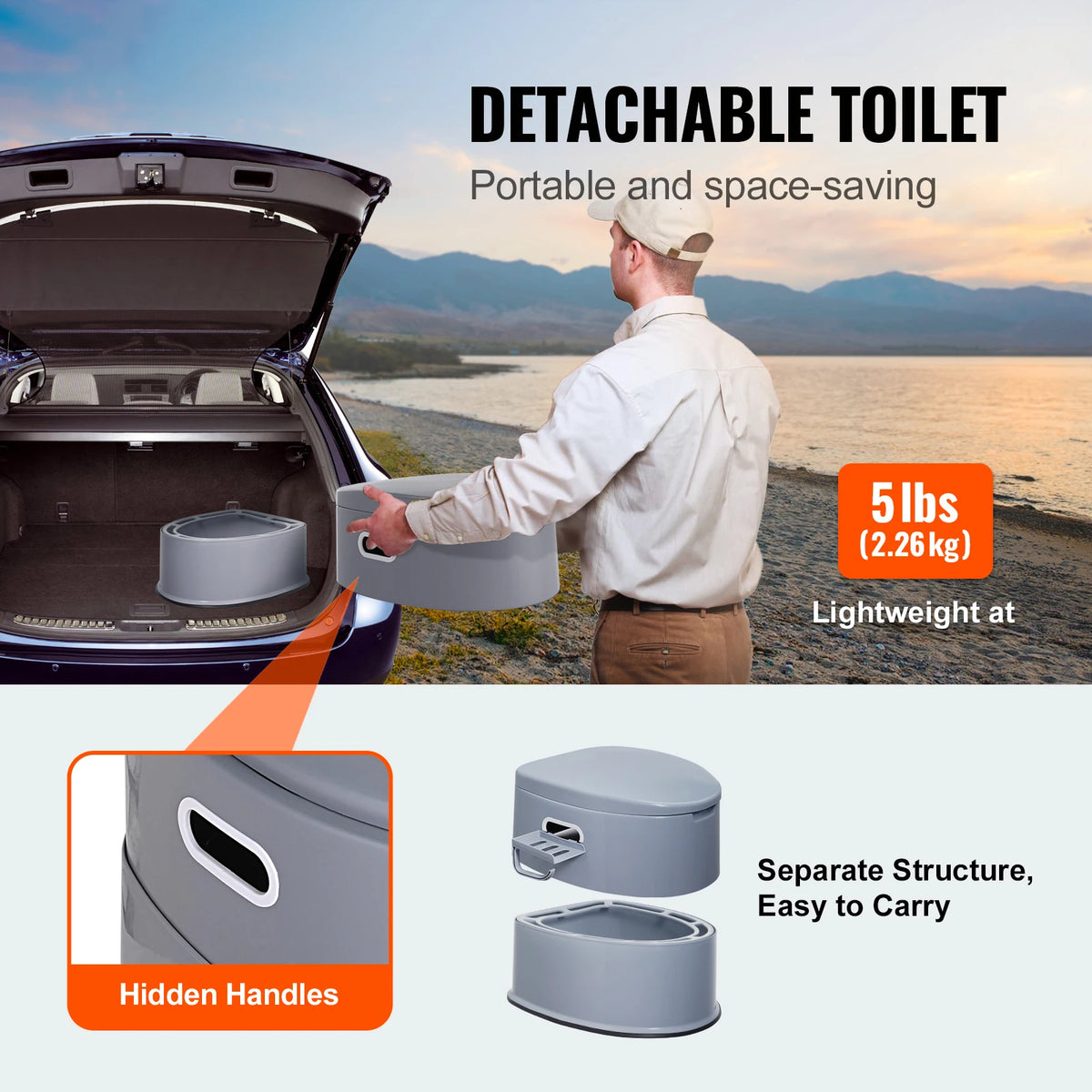 SucceBuy Portable Toilet With Detachable Bucket For Camping And Travel