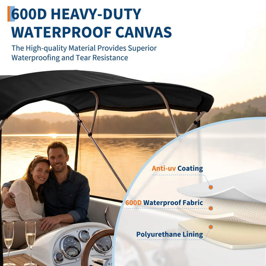 Marine Grade Polyester Bimini Top Replacement Cover With Side Curtain